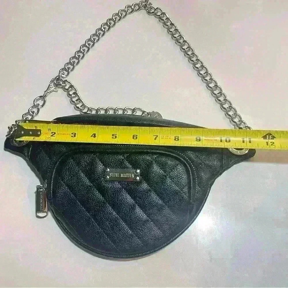 STEVE MADDEN BLACK SILVER CHAIN FANNY  PACK - Picture 8 of 11